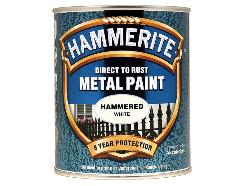 Hammerite  Direct to Rust Hammered Finish Metal Paint White 750ml