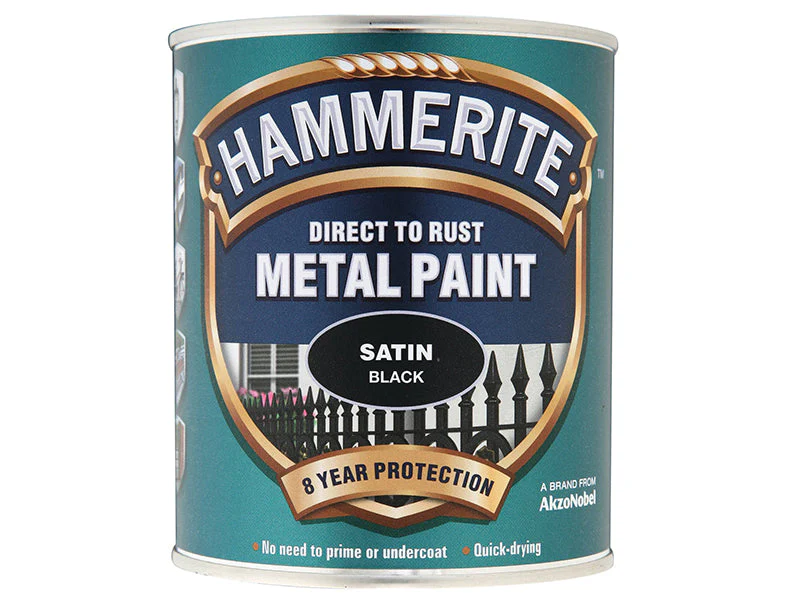Hammerite  Direct to Rust Satin Finish Metal Paint Black 750ml