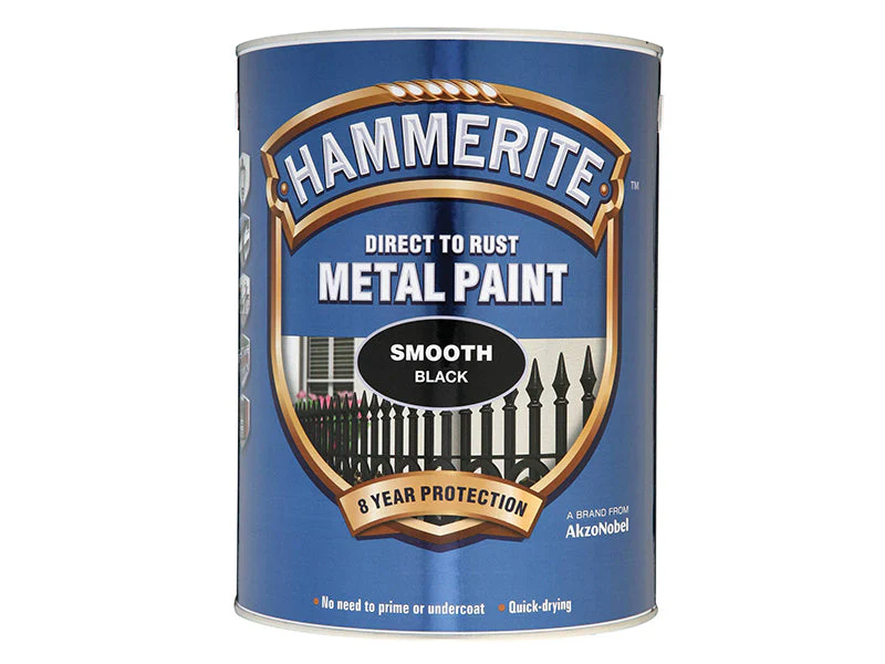 Hammerite  Direct to Rust Smooth Finish Metal Paint Black 5 Litre