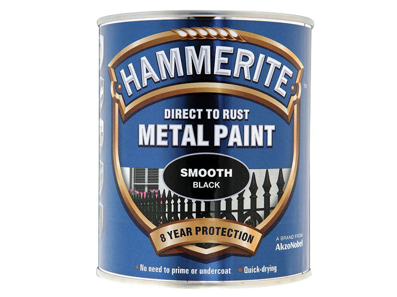 Hammerite  Direct to Rust Smooth Finish Metal Paint Black 750ml