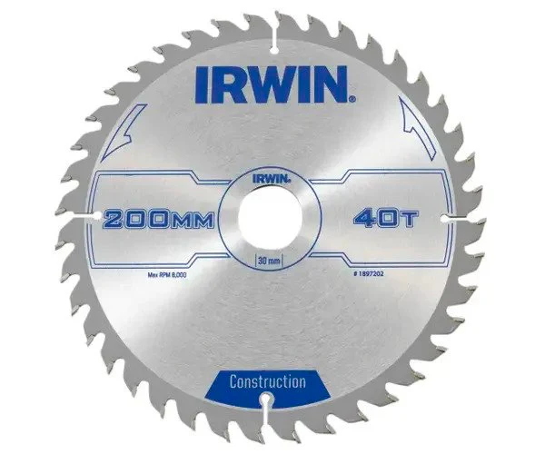 Irwin Construction Circular Saw Blade 200 x 30mm x 40T ATB