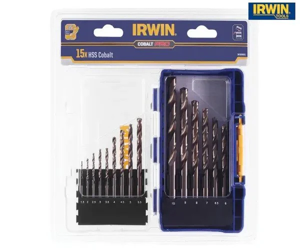Irwin HSS Cobalt Drill Bit Set, 15 Piece