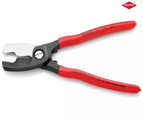 Knipex Cable Shears with Twin Cutting Edge PVC Grip 200mm - Image 2