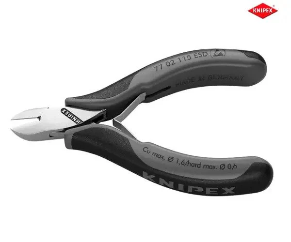 Knipex ESD Electronics Diagonal Cutters - Round Head Small Bevel 115mm - Image 2