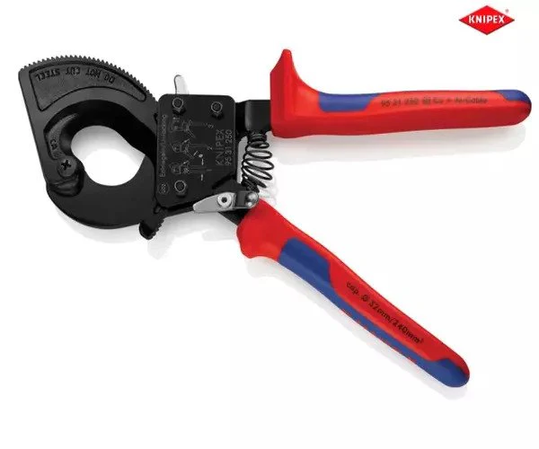 Knipex Ratchet Action Cable Shears Multi-Component Grip 250mm - Image 2