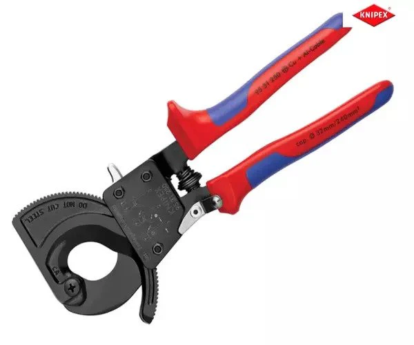 Knipex Ratchet Action Cable Shears Multi-Component Grip 250mm - Image 3