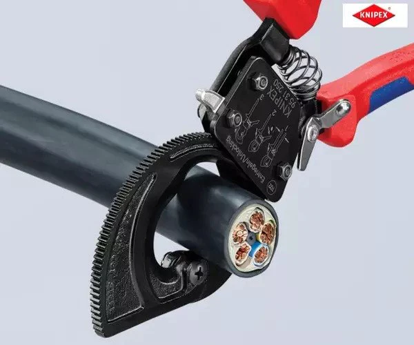 Knipex Ratchet Action Cable Shears Multi-Component Grip 250mm - Image 4