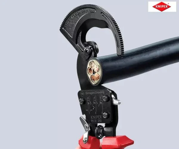 Knipex Ratchet Action Cable Shears Multi-Component Grip 250mm - Image 6