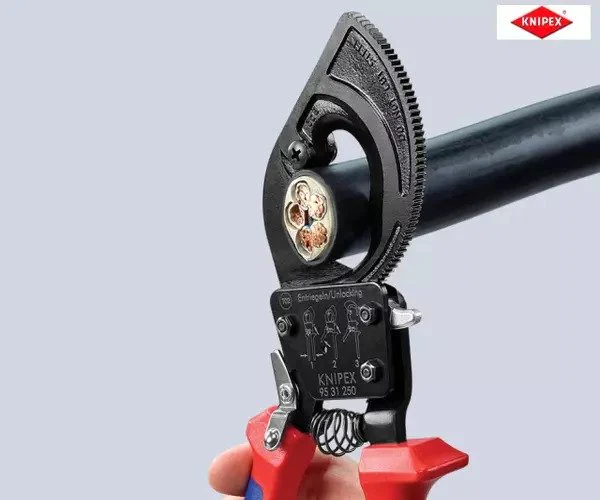 Knipex Ratchet Action Cable Shears Multi-Component Grip 250mm - Image 8