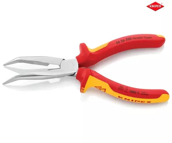 Knipex VDE Long Bent Snipe Nose Side Cutting Pliers 200mm - Image 2