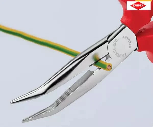 Knipex VDE Long Bent Snipe Nose Side Cutting Pliers 200mm - Image 4