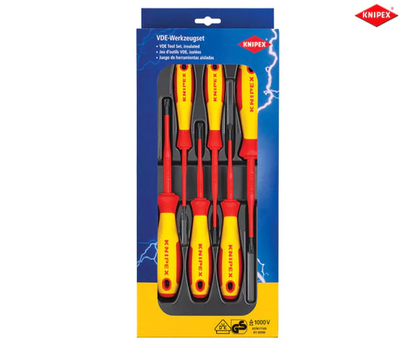 Knipex VDE Screwdriver Set, 6 Piece (inc. Pozidriv) - Image 2