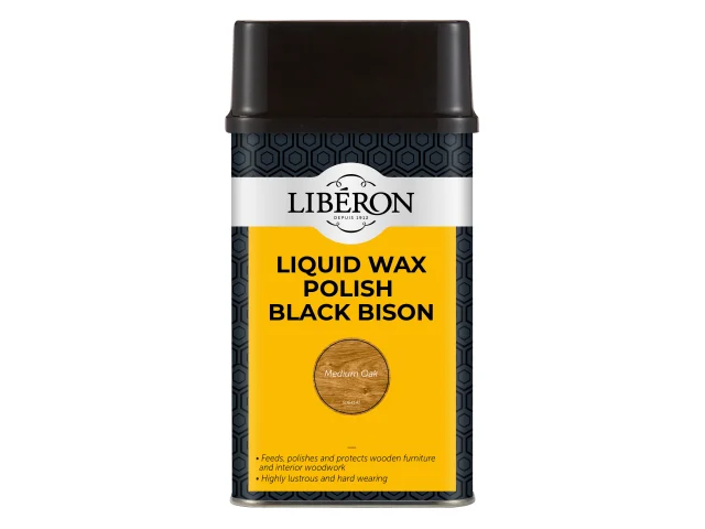 Liberon Liquid Wax Polish Black Bison Medium Oak 500ml