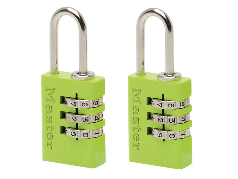 Master Lock  Aluminium  3-Digit Combination 20mm Padlock Colour x 2