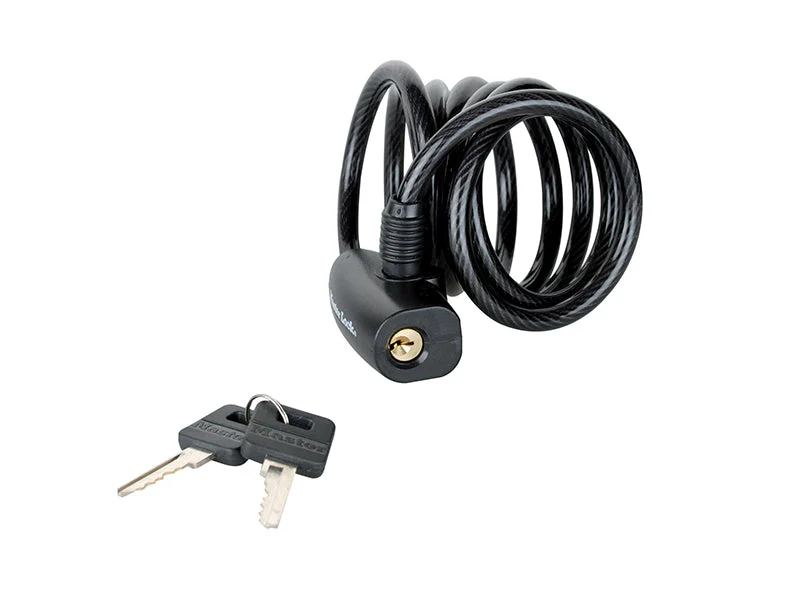 Master Lock  Black Self Coiling Keyed Cable 1.8m x 8mm