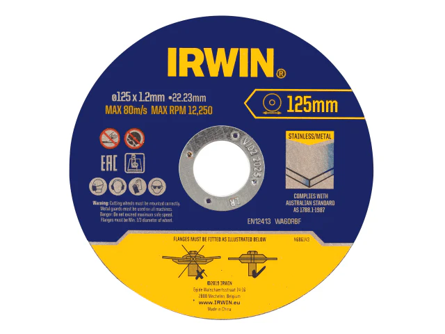 IRWIN® Metal Cutting Disc 125 x 1.2 x 22.2mm Tin of 10