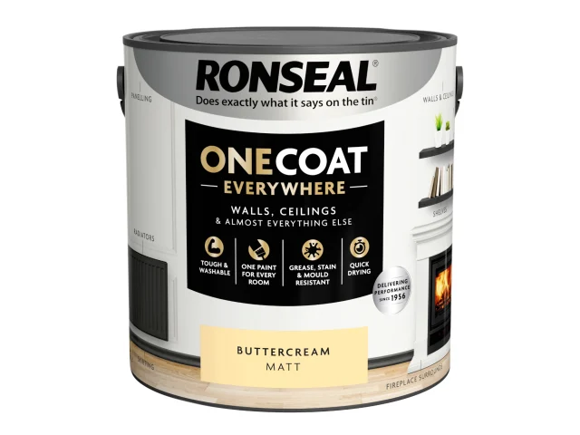 Ronseal One Coat Everywhere Interior Paint Buttercream Matt 2.5 litre - Image 3