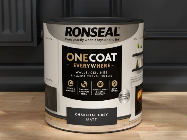 Ronseal One Coat Everywhere Interior Paint Charcoal Grey Matt 2.5 litre