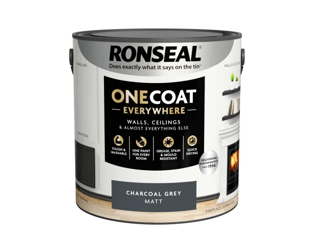 Ronseal One Coat Everywhere Interior Paint Charcoal Grey Matt 2.5 litre - Image 3