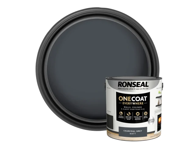Ronseal One Coat Everywhere Interior Paint Charcoal Grey Matt 2.5 litre - Image 4