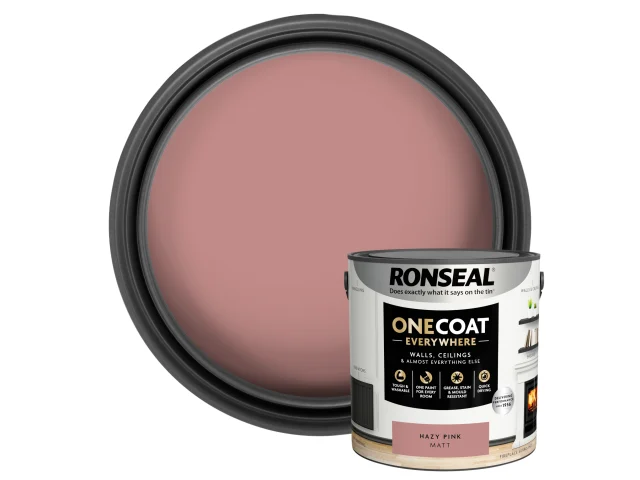 Ronseal One Coat Everywhere Interior Paint Hazy Pink Matt 2.5 litre - Image 4
