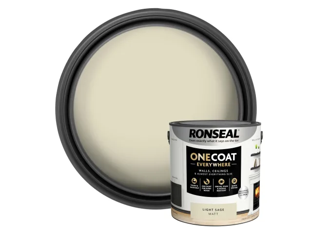 Ronseal One Coat Everywhere Interior Paint Light Sage Matt 2.5 litre - Image 4