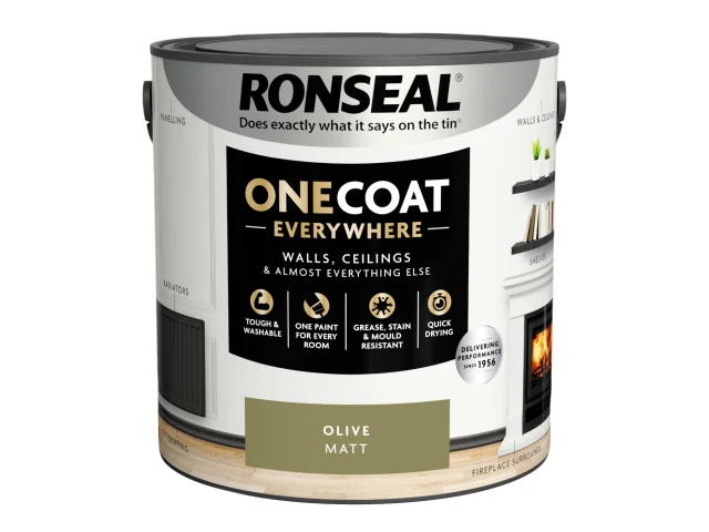 Ronseal One Coat Everywhere Interior Paint Olive Matt 2.5 litre - Image 3