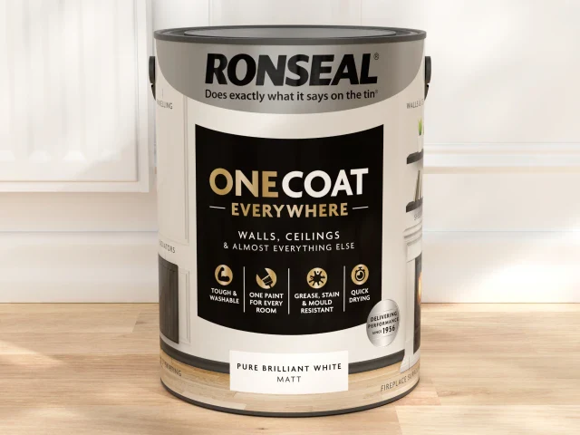 Ronseal One Coat Everywhere Interior Paint Pure Brilliant White Matt 5 litre