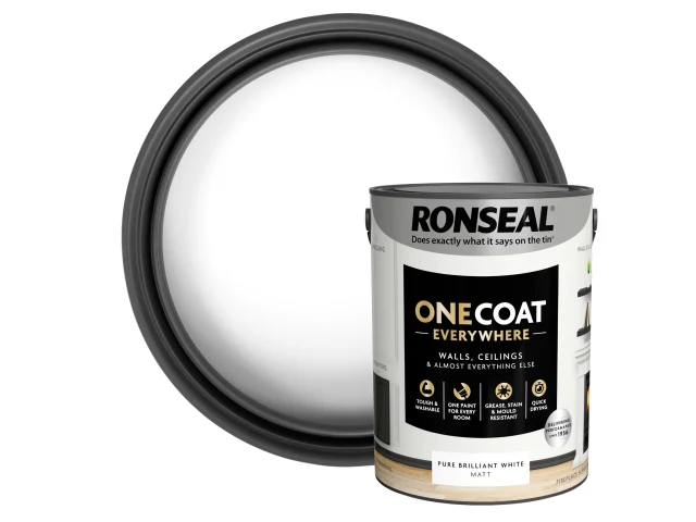 Ronseal One Coat Everywhere Interior Paint Pure Brilliant White Matt 5 litre - Image 4