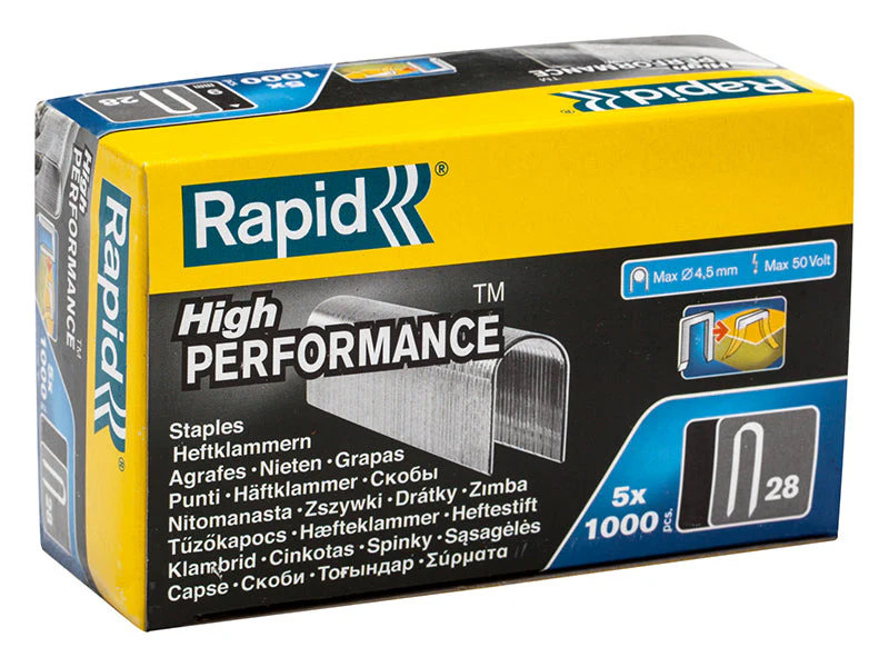 Rapid  28/10 10mm DP x 5m Galvanised Staples (Box 1000 x 5)