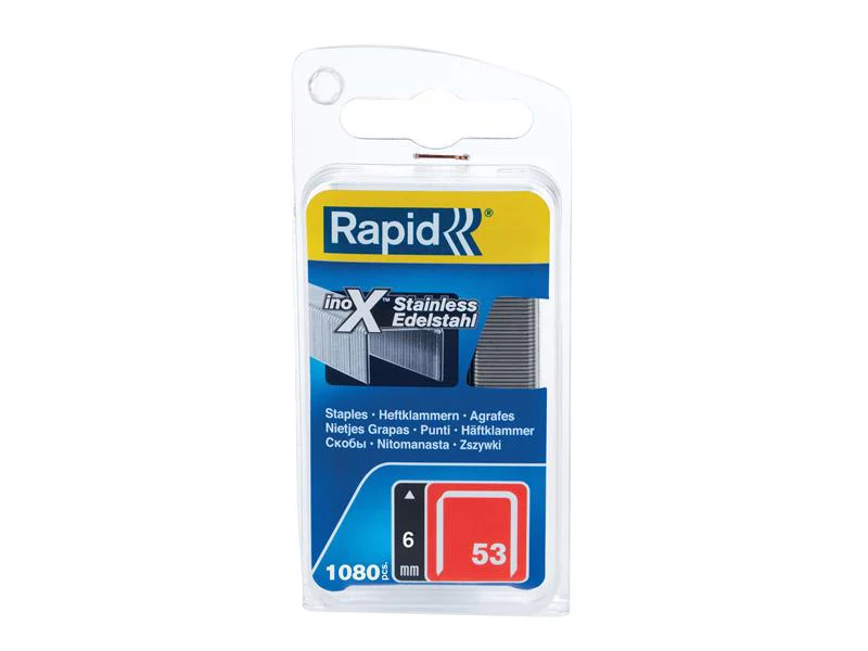 Rapid  53/6B 6mm Stainless Steel Fine Wire Staples (Box 1080)