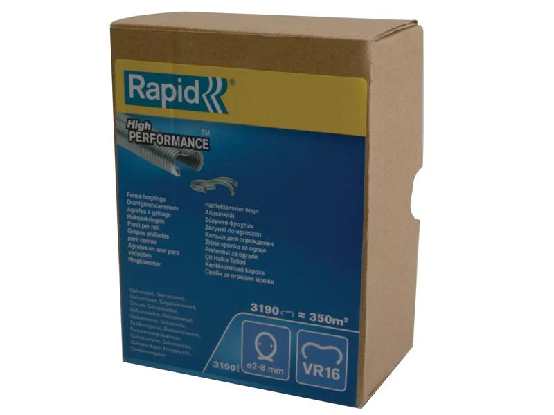Rapid  VR16 Fence Hog Rings Pack 3190 Galvanised Boxed