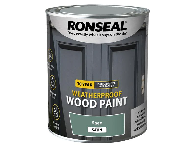 Ronseal  10 Year Weatherproof Wood Paint Sage Satin 750ml
