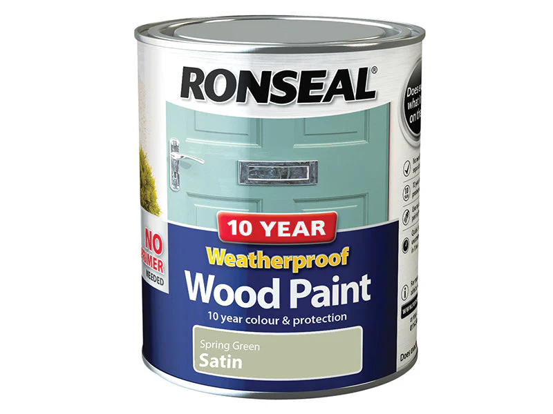 Ronseal  10 Year Weatherproof Wood Paint Spring Green Satin 750ml