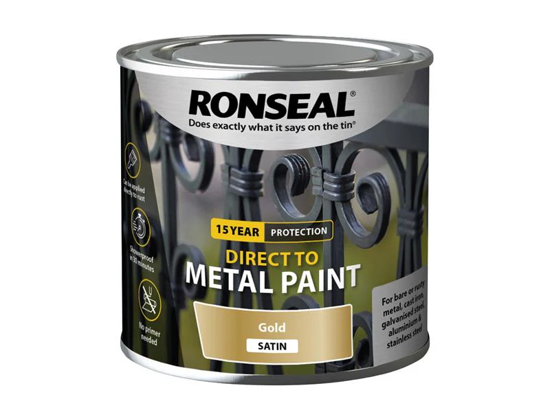 Ronseal  Direct to Metal Paint Gold Satin 250ml