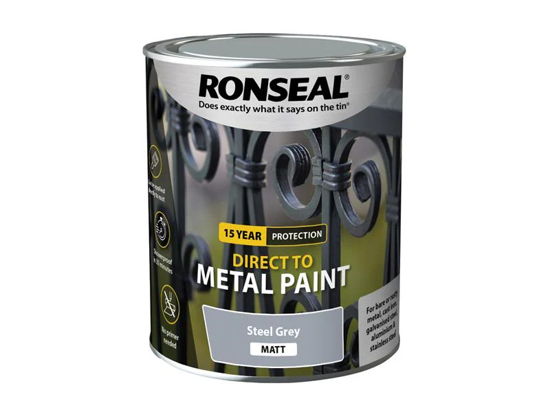 Ronseal  Direct to Metal Paint Steel Grey Matt 750ml