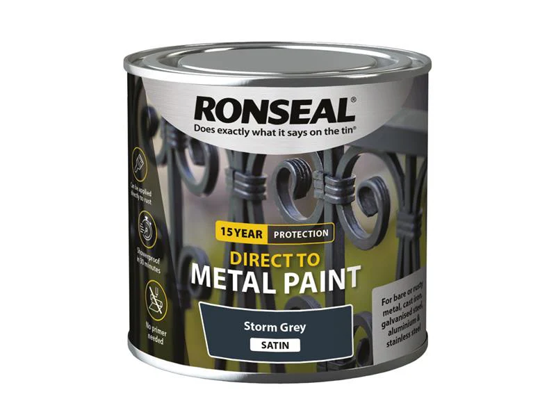 Ronseal  Direct to Metal Paint Storm Grey Satin 250ml