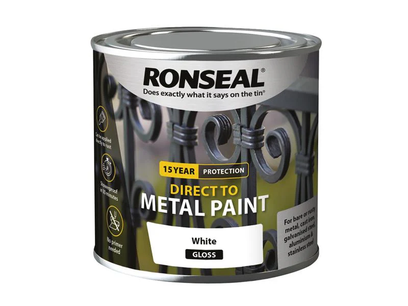 Ronseal  Direct to Metal Paint White Gloss 250ml