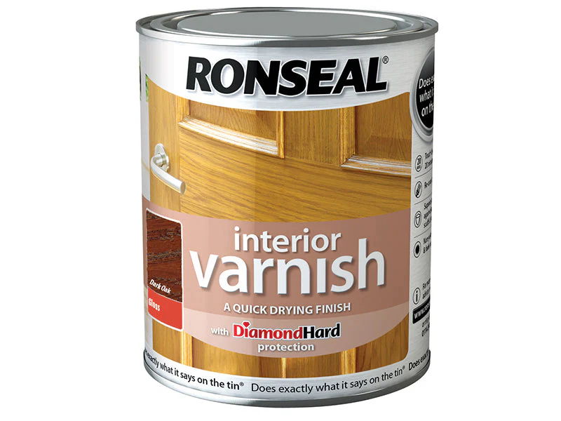 Ronseal  Interior Varnish Quick Dry Gloss Dark Oak 250ml