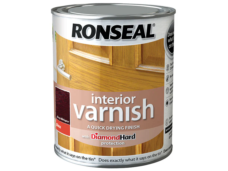 Ronseal  Interior Varnish Quick Dry Gloss Deep Mahogany 250ml