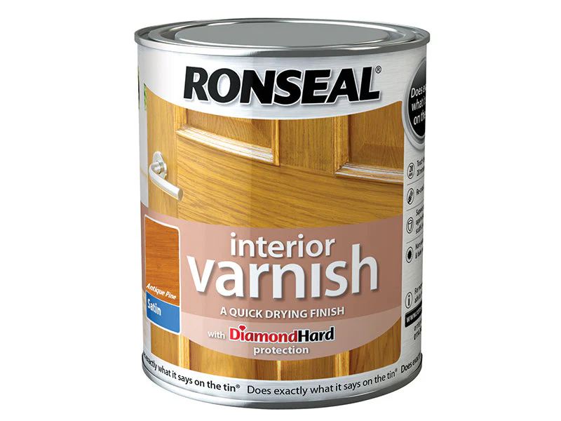 Ronseal  Interior Varnish Quick Dry Satin Antique Pine 250ml