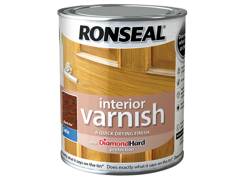 Ronseal  Interior Varnish Quick Dry Satin Dark Oak 250ml