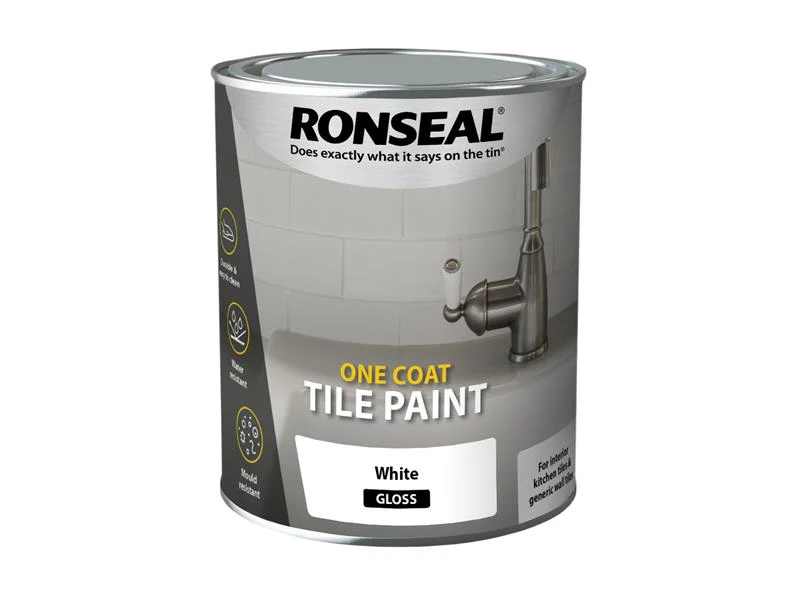 Ronseal  One Coat Tile Paint White Gloss 750ml