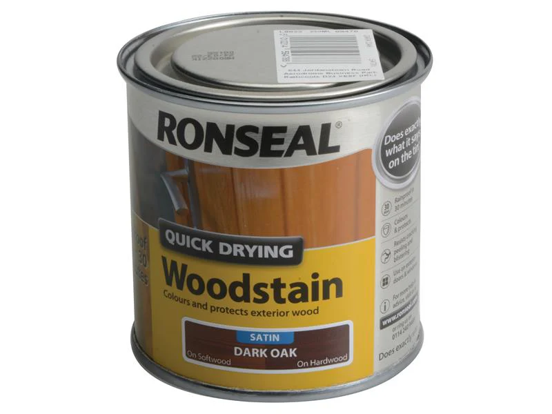 Ronseal  Quick Drying Woodstain Satin Dark Oak 250ml
