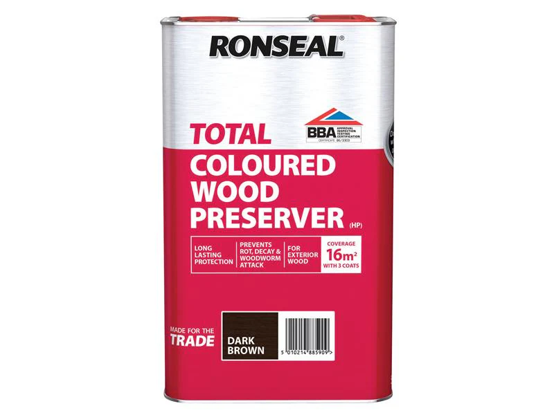 Ronseal  Trade Total Wood Preserver Dark Brown 5 litre