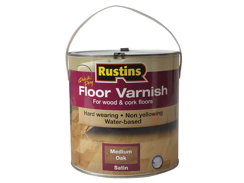 Rustins  Quick Dry Coloured Floor Varnish Medium Oak 2.5 litre