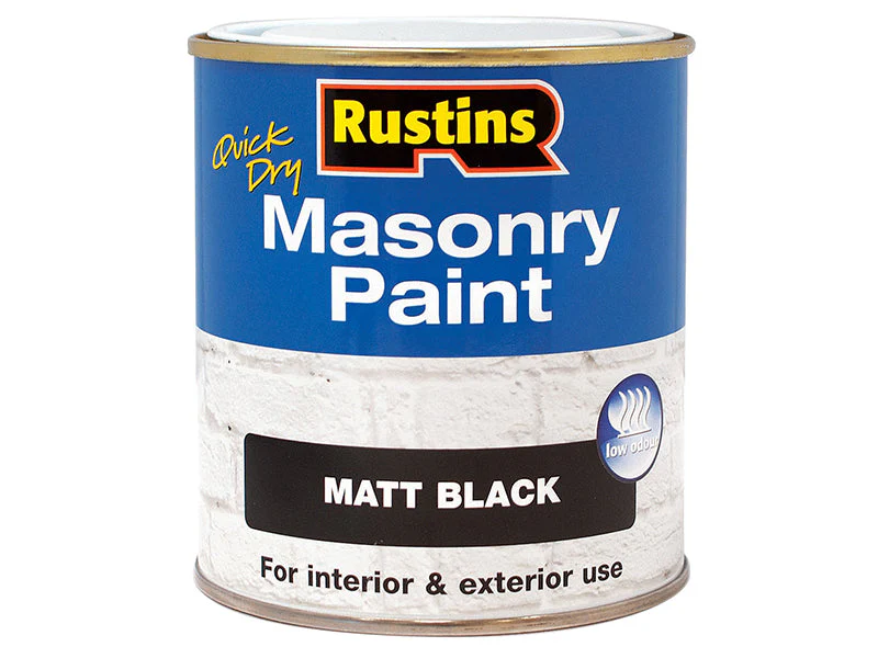 Rustins  Quick Dry Masonry Paint Matt Black 500ml