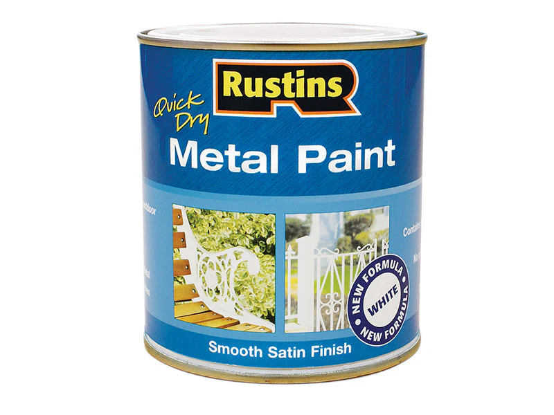 Rustins  Quick Dry Metal Paint Smooth Satin White 500ml