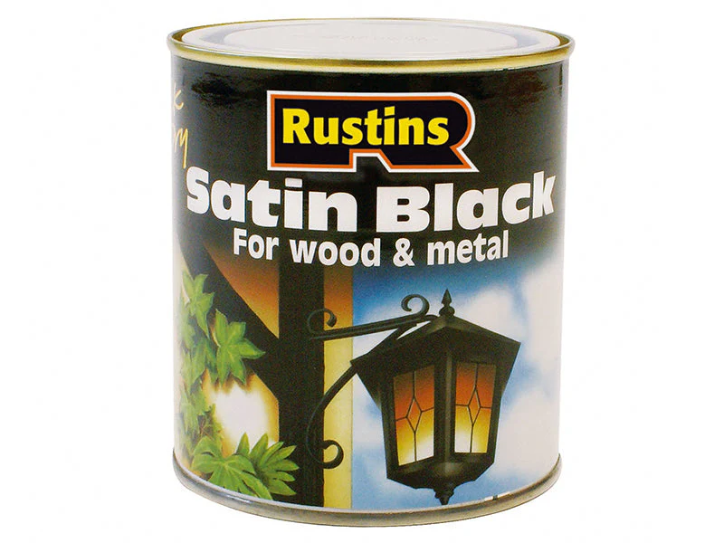 Rustins  Satin Black Paint Quick Drying 1 Litre