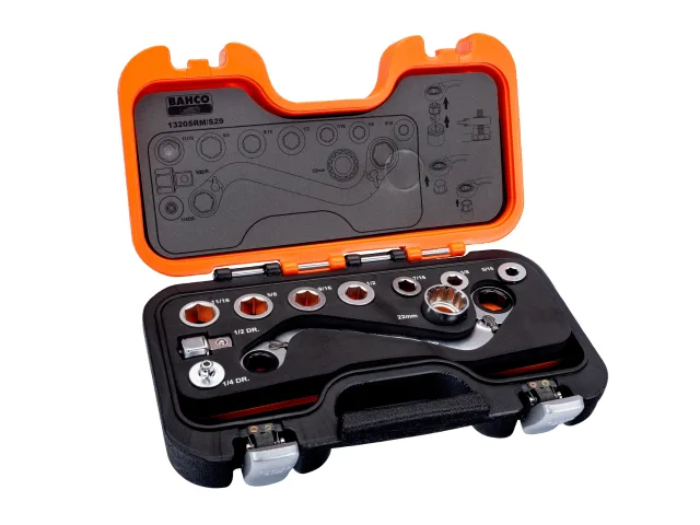 Bahco S Type Ratchet Ring Wrench & Adaptor Set, 29 Piece - Image 2